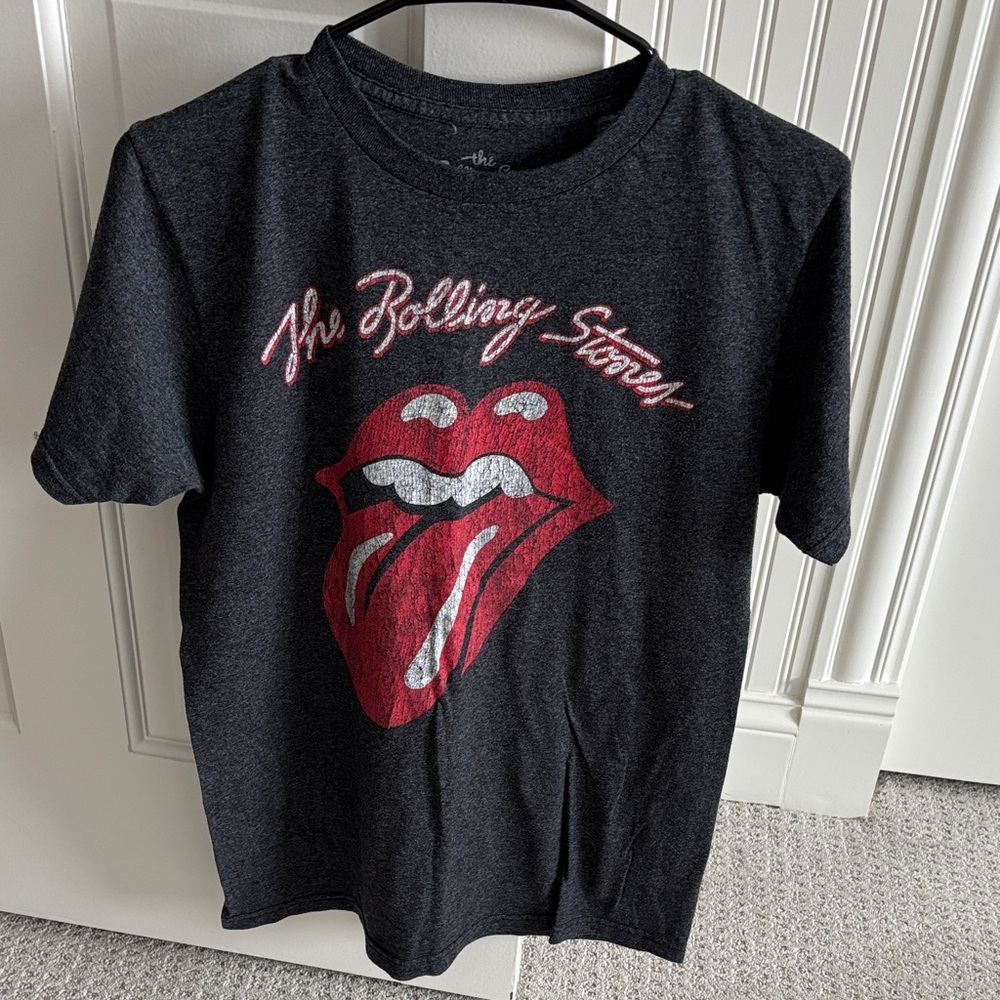 The Rolling Stones Charcoal Tee with Red Graphic Unisex Size Medium